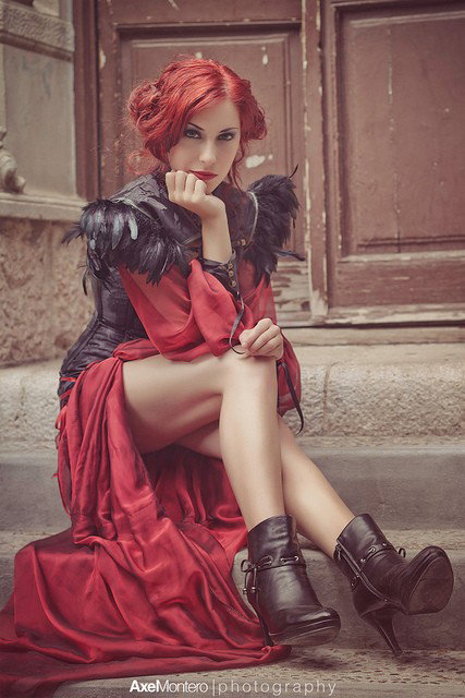 Photo by Sable with the username @SablexXx, who is a verified user,  September 26, 2011 at 4:55 PM and the text says 'Steampunk Vilanova I by AxelMontero | photography #steampunk  #natural  #light  #fashion  #red  #girl  #woman  #mujer  #portrait  #retrato  #female  #beauty  #belleza  #Axel  #Montero  #canon  #eos  #550d  #steam  #corset'