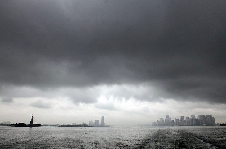 Photo by Sable with the username @SablexXx, who is a verified user,  September 5, 2011 at 7:58 AM and the text says 'Hurricane Irene threatening a full-force hit (New York)
 #Hurricane  #Irene  #big  #cities  #city  #hurricane  #irene  #liberty  #new  #york  #statue  #swag  #alinp'