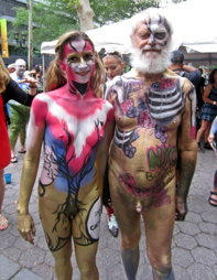 Photo by rt682 with the username @rt682,  July 27, 2023 at 7:12 AM. The post is about the topic Naked in public and the text says 'Bodtpainting Day NYC 2016'
