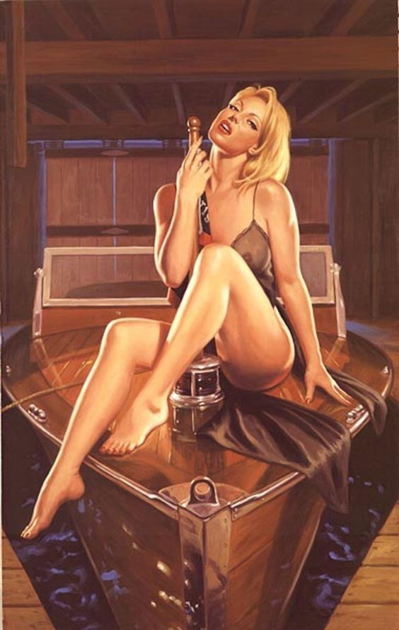 Photo by KonkeyDong80 with the username @KonkeyDong80,  July 20, 2016 at 1:34 AM and the text says 'spyrale:

Greg Hildebrandt


 #art  #girls  #noir  #hot  #sexy  #greg  #hildebrandt  #women  #bra  #panties  #gun  #diner  #hotel  #pool  #gunsmith  #city  #smoking'