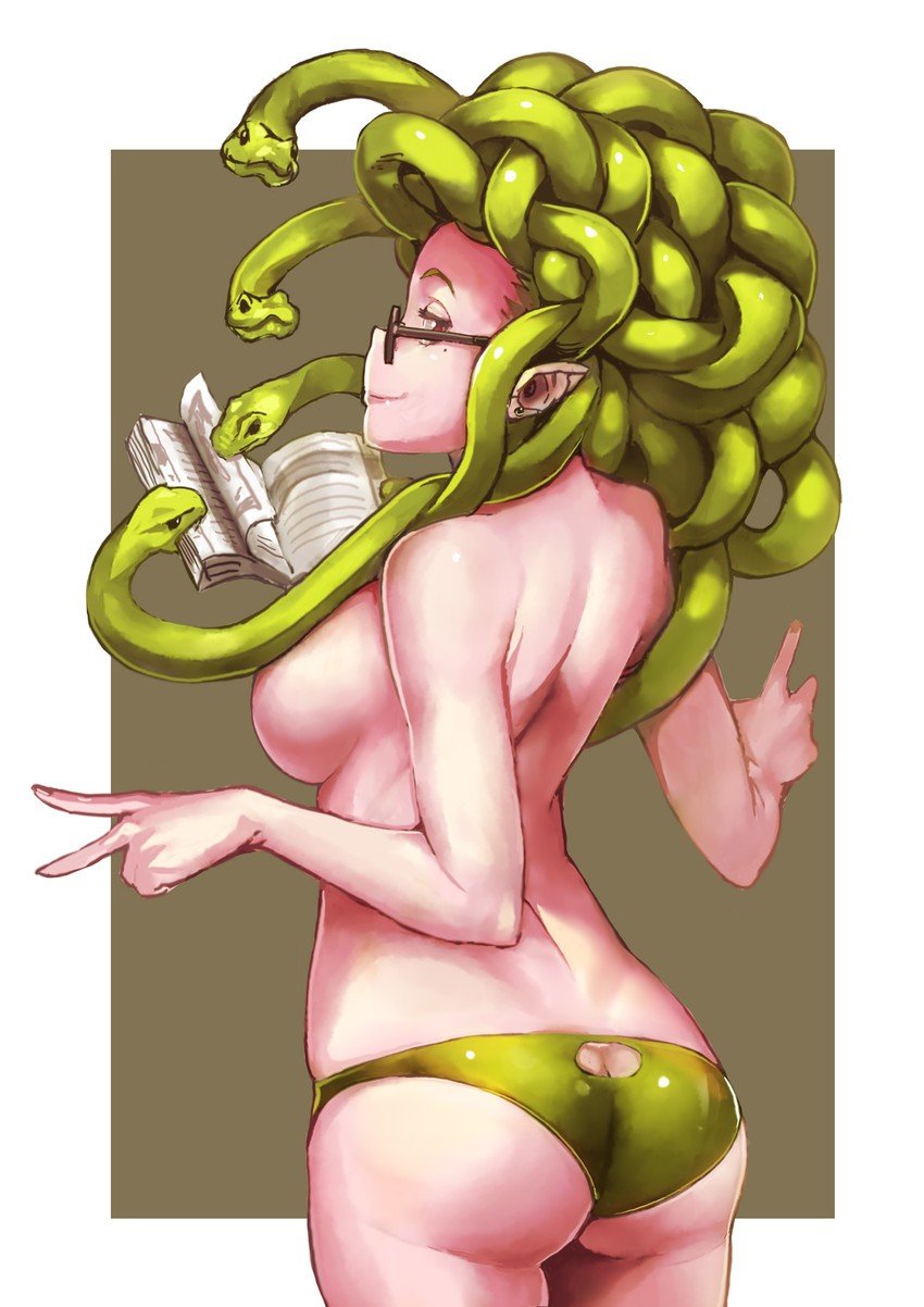 Photo by KonkeyDong80 with the username @KonkeyDong80,  August 29, 2016 at 2:09 AM and the text says 'happyhentaifuntimes:

~~
 #girl  #woman  #hot  #sexy  #monster  #boobs  #breasts  #tits  #gorgon  #medusa  #snakes  #book  #reading  #art'