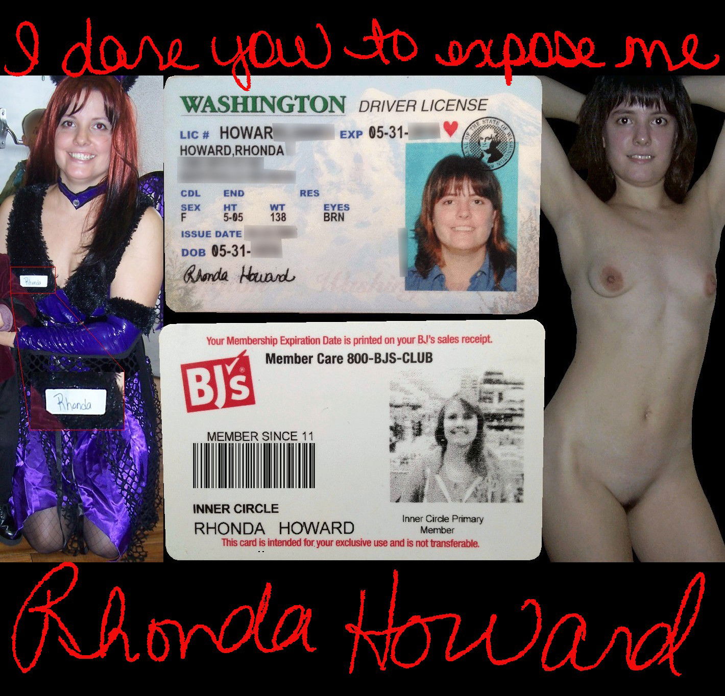Photo by johndlokcuc with the username @johndlokcuc,  February 6, 2016 at 4:57 AM and the text says 'She’s a hottie.  Let’s make sure that EVERYONE knows how hot her body is under those clothes. #rhonda  #howard  #DL  #slut  #wife  #exposure  #Exposed  #tiny  #tits  #DRESSED  #UNDRESSED  #brunette'