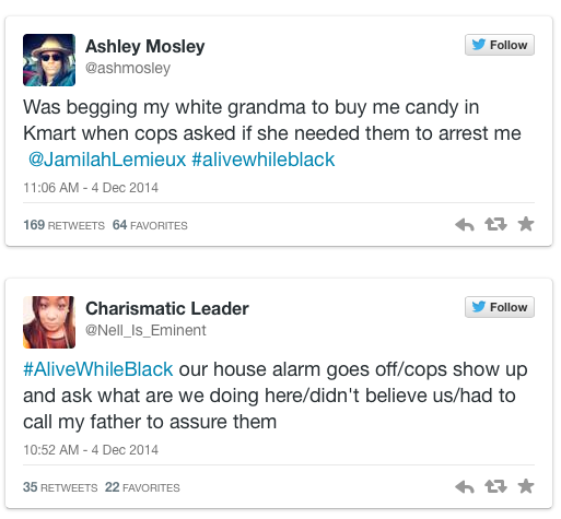 Photo by johndlokcuc with the username @johndlokcuc,  December 5, 2014 at 7:17 PM and the text says 'sexslavefantasy:

micdotcom:

#AliveWhileBlack is the heartbreaking response to #CrimingWhileWhite

The hashtag #CrimingWhileWhite became a platform to illustrate what often happens when white people engage in criminal activity. It was a powerful moment,..'