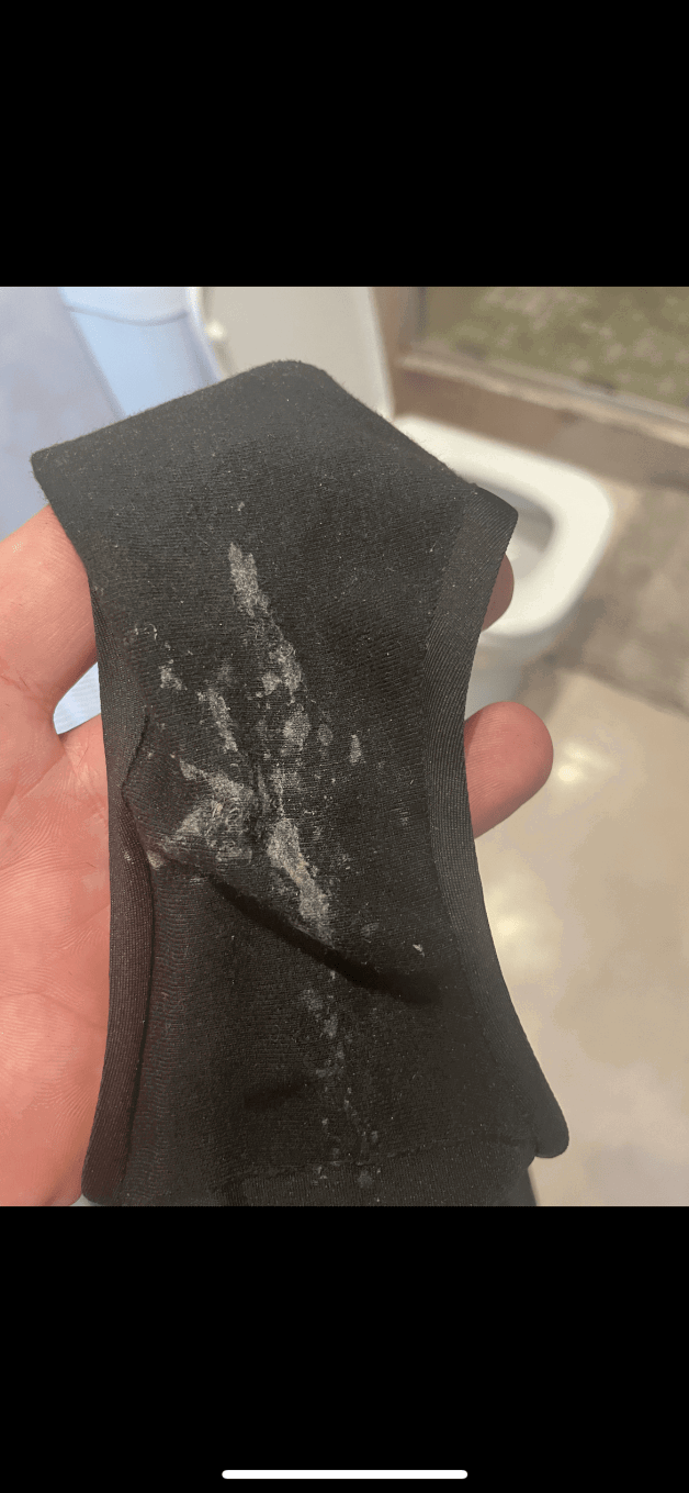 Photo by Cheatingwife101 with the username @Jkd082,  December 12, 2021 at 7:45 AM. The post is about the topic Wet dirty panties/grool pussy and the text says 'Wife's panty after gym session..'