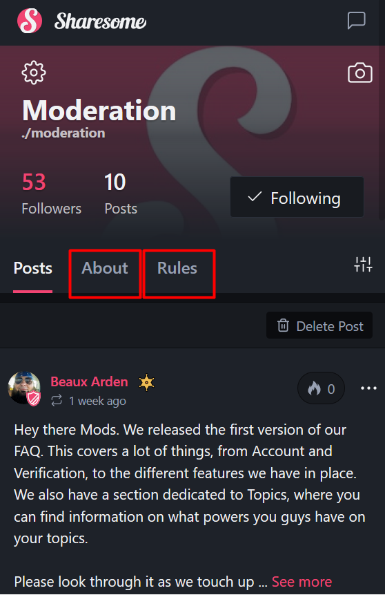 Watch the Photo by Beaux Arden with the username @BeauxArden, posted on September 4, 2019. The post is about the topic Moderation. and the text says 'Hey Mods, just dropping in with a bit some tips on how you can improve your curated topics, as well as reach out to more members of the community.

First, make sure your topics have a Description and a set of Rules in place. For desktop, you have the..'