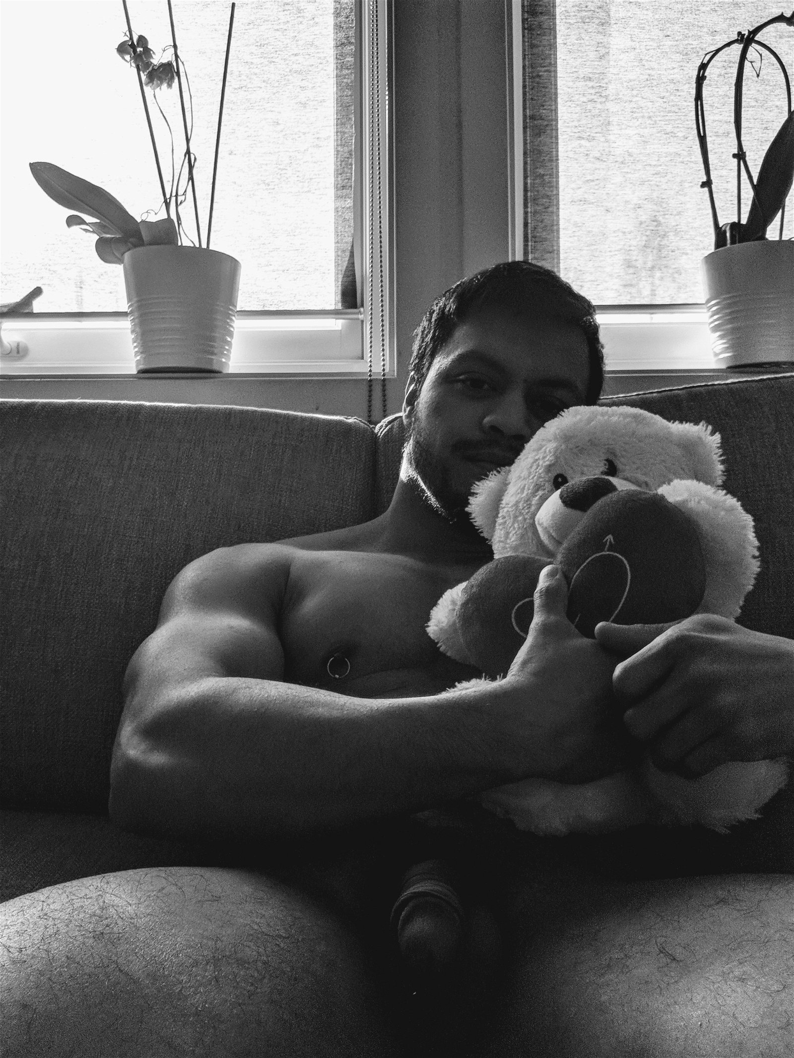 Shared Photo by C_hunk with the username @Chunk, who is a verified user,  March 27, 2019 at 7:03 PM. The post is about the topic Sexy Selfhot and the text says 'Me and my bear'