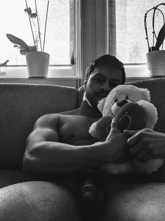 Shared Photo by C_hunk with the username @Chunk, who is a verified user,  March 27, 2019 at 7:03 PM and the text says 'Me and my bear'