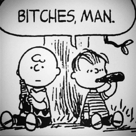 Photo by twilightzone1 with the username @twilightzone1,  March 14, 2020 at 11:23 AM. The post is about the topic Black and White and the text says '#bitch #bitches #comic #cartoon #fun #funny #peanuts'