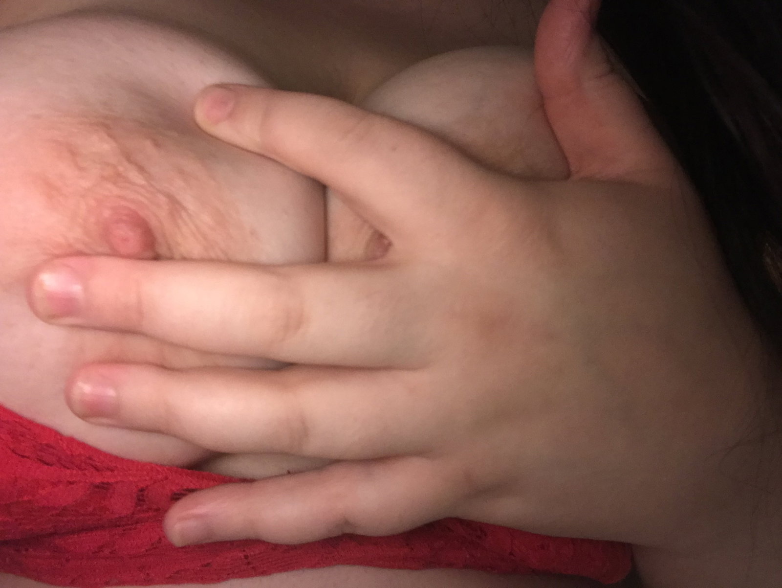 Photo by wetbabygrrrl with the username @wetbabygrrrl, who is a verified user,  April 2, 2019 at 9:18 PM. The post is about the topic Amateurs and the text says 'My nipples are so sensitive, teasing and playing with them gets my pussy so wet...😈😞'