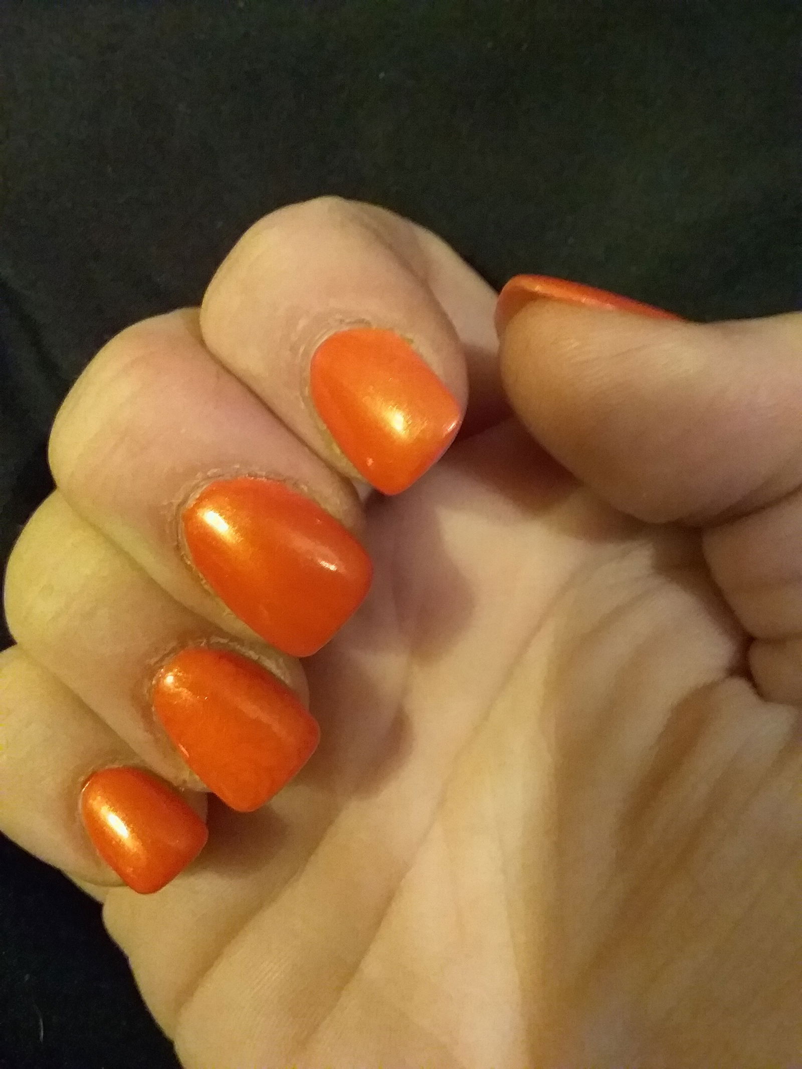 Photo by Touche0677 with the username @Touche0677,  September 7, 2019 at 5:31 AM. The post is about the topic Randoms and the text says 'Orange mani for my Goddess @orangeroses12. Hubby fucked my pussy and filled me with cum, but all I can think about is you!'