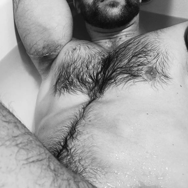 Photo by rugbyshorts with the username @rugbyshorts,  October 13, 2016 at 4:30 PM and the text says '#beardedguys  #hairyguys  #hairychest'