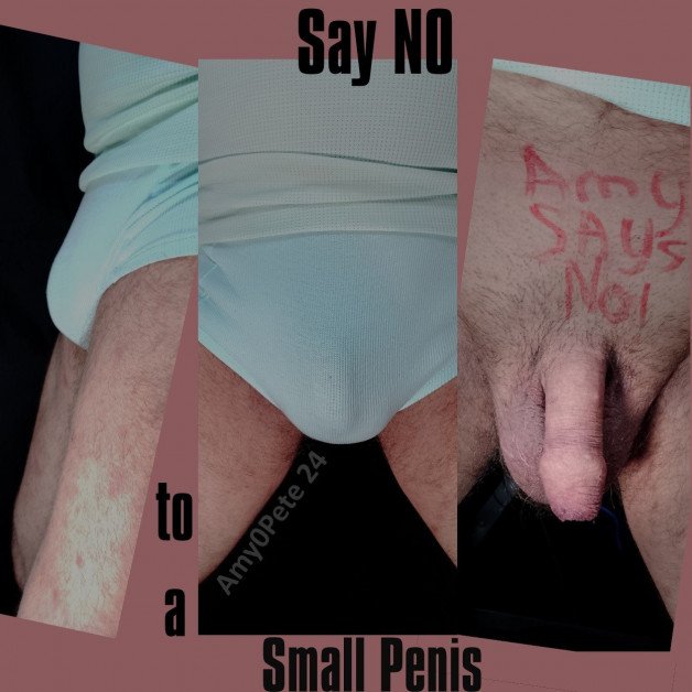 Photo by PistolPetePetite with the username @petelilpeen, who is a verified user,  January 21, 2024 at 12:43 PM. The post is about the topic Small Penis & Beautiful Wife/GF and the text says 'My wife says NO to me and my small penis 😢'