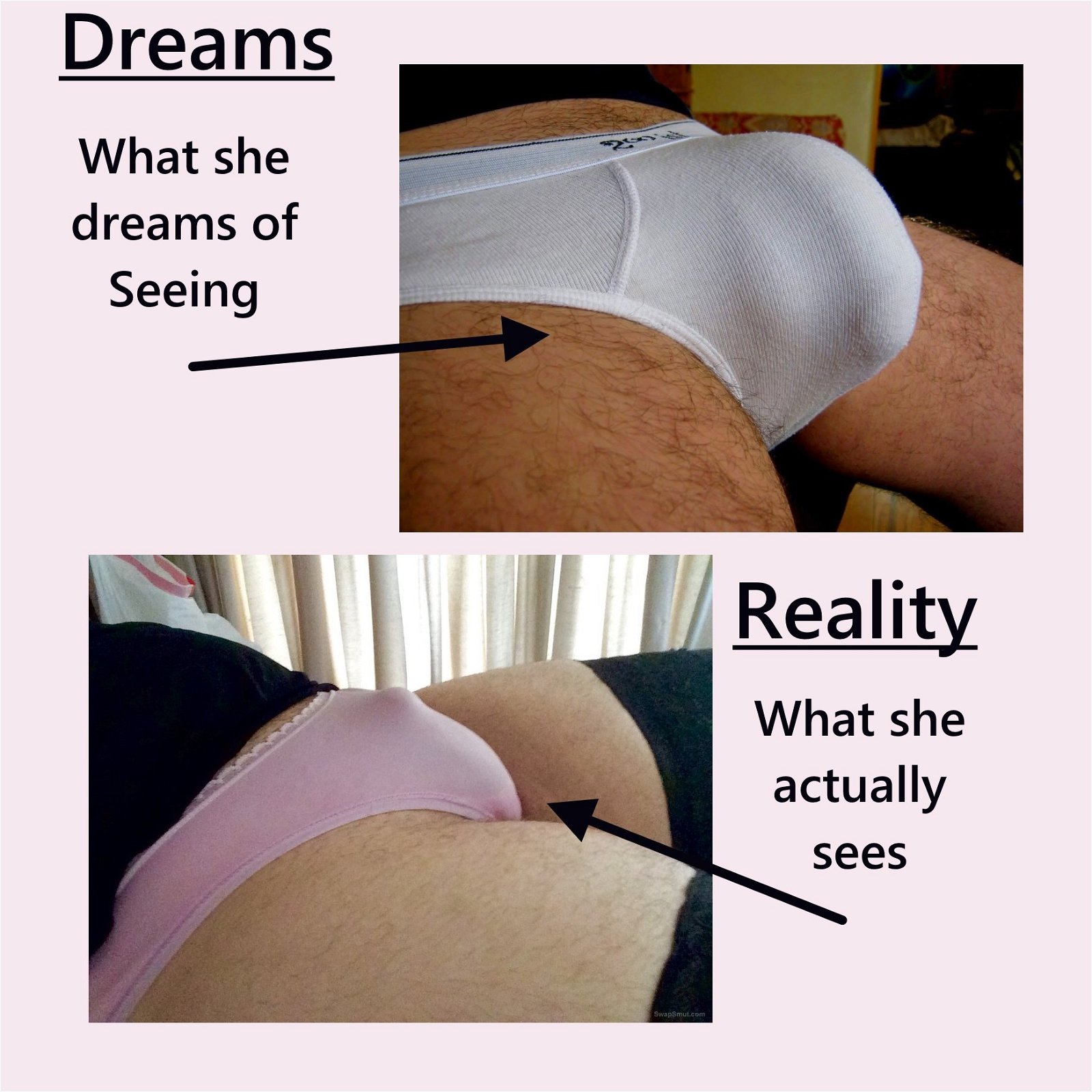 Photo by petelilpeen with the username @petelilpeen,  March 1, 2020 at 12:57 PM. The post is about the topic Small Penis & Beautiful Wife/GF and the text says 'Dreams vs Realities'