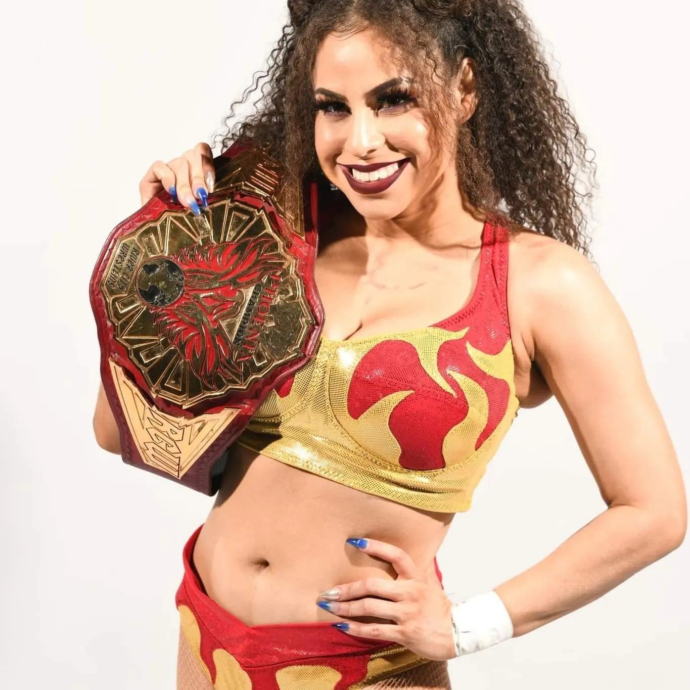 Photo by Ruinedcarpet with the username @Ruinedcarpet,  March 15, 2024 at 4:34 PM. The post is about the topic Women of wrestling and the text says 'Alejandra Lion.

#AlejandraLion #Latina #ProWrestler #Brunette #Beauty #Clothed #WrestlingGear #Smile #WomensWrestling #ProWrestling'