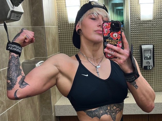 Photo by Ruinedcarpet with the username @Ruinedcarpet,  September 16, 2022 at 8:59 AM. The post is about the topic RC's Mirror Selfies and the text says 'Rhea Ripley.

#RheaRipley #Hot #Fit #Cute #Strong #ProWrestler #Amazon #Alternative #Goddess #Piercing #Tattoo #EarStretching #Ink #Blonde #Fitness #MirrorSelfie #GymBody #Beauty #GfMaterial #Hottie #FitGirl #Cutie #Muscular #AltGirl #Pierced #Septum..'