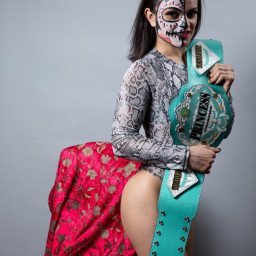 Photo by Ruinedcarpet with the username @Ruinedcarpet,  April 28, 2024 at 10:00 AM. The post is about the topic Women of wrestling and the text says 'Thunder Rosa.

#ThunderRosa #Latina #ProWrestler #MexicanAmerican #Makeup #WomensWrestling #ProWrestling #Photoshoot'