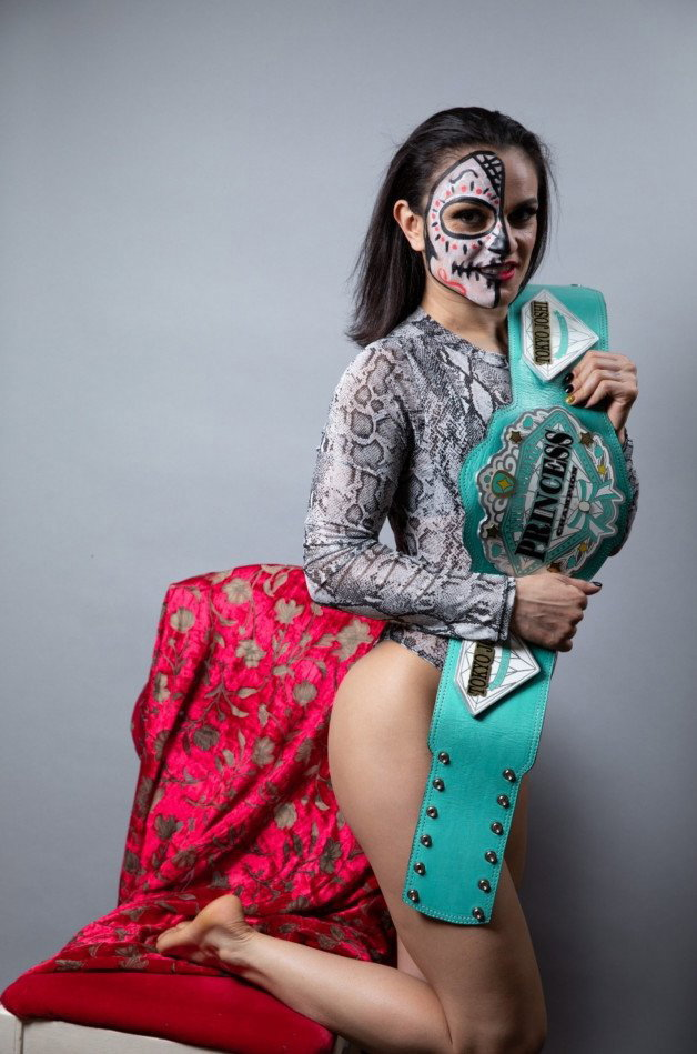 Photo by Ruinedcarpet with the username @Ruinedcarpet,  April 28, 2024 at 10:00 AM. The post is about the topic Women of wrestling and the text says 'Thunder Rosa.

#ThunderRosa #Latina #ProWrestler #MexicanAmerican #Makeup #WomensWrestling #ProWrestling #Photoshoot'