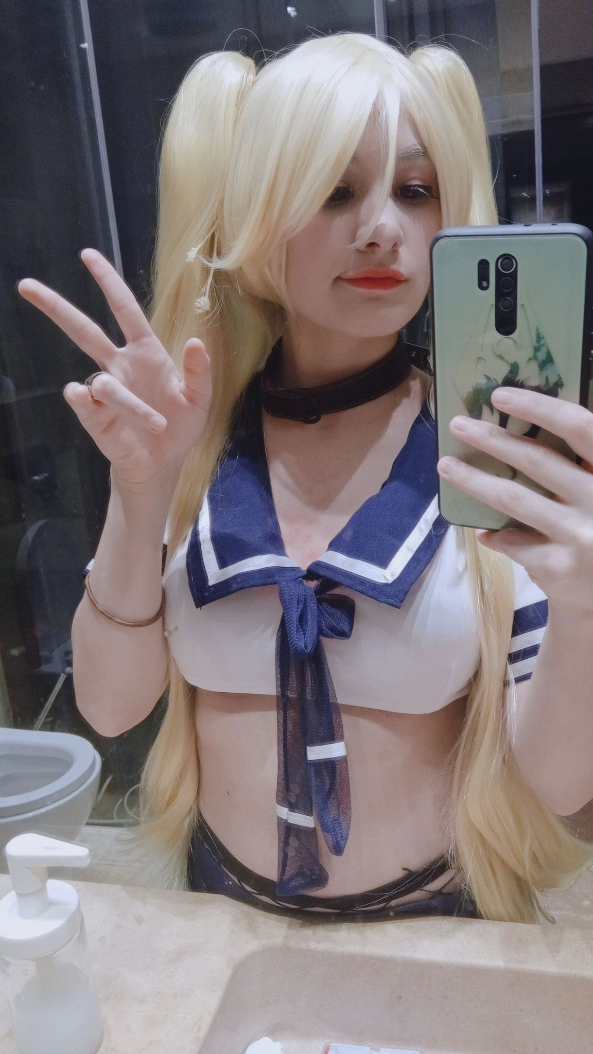 Photo by Ruinedcarpet with the username @Ruinedcarpet,  February 16, 2022 at 12:30 PM. The post is about the topic RC's Mirror Selfies and the text says '#Cute #Soft #PastelGirl #MirrorSelfie #Hot #Young #Pale #Babe #Blonde #Wig #Pigtails #Fishnets #Stockings #Amateur #Selfie #CensoredNipples #Cutie #PaleGirl #Hottie #PastelAesthetic #Beauty #Uniform #Skirt #GfMaterial #Bedroom'