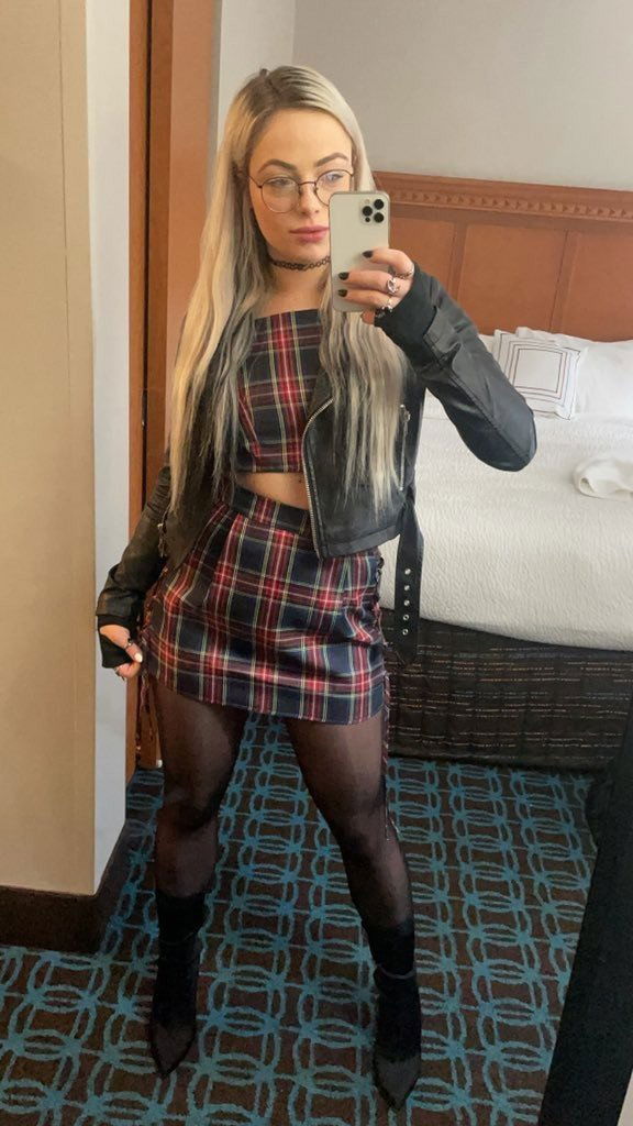 Photo by Ruinedcarpet with the username @Ruinedcarpet,  July 30, 2022 at 9:03 AM. The post is about the topic RC's Mirror Selfies and the text says 'Liv Morgan.

#LivMorgan #Cute #Hot #ProWrestler #PastelGirl #Beauty #GreyHair #GfMaterial #Glasses #GoodOlNewAge #MirrorSelfie #Nylon #Stockings #Cutie #Skirt #Boots #Hottie #Pretty #GreyHaired #GONAGirl #Gorgeous #Selfie #Babe #Choker #Cuteness..'