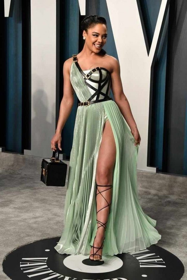 Photo by Ruinedcarpet with the username @Ruinedcarpet,  May 11, 2024 at 10:21 AM. The post is about the topic Actresses and the text says 'Tessa Thompson.

#TessaThompson #Gorgeous #Goddess #Actress #Beauty #Brunette #Dress #RedCarpet #BlackWoman #TotalBabe #Photocall #Celeb #Photoshoot'