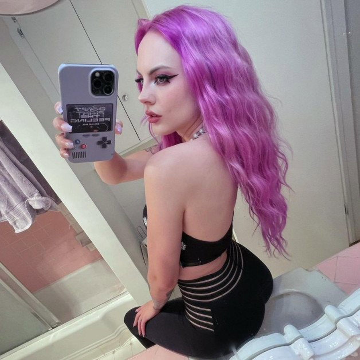 Photo by Ruinedcarpet with the username @Ruinedcarpet,  September 1, 2022 at 4:19 PM. The post is about the topic RC's Mirror Selfies and the text says 'Courtney Dawne.

#CourtneyDawne #Instagram #CourtneyDawne_ #Cute #Hot #Alternative #BlackClothes #Babe #PurpleHair #Pale #PastelGirl #CuloEncimero #Beauty #Cutie #GfMaterial #AltGirl #Bath #MirrorSelfie #Hottie #PurpleHaired #PaleGirl #Cuteness #Pretty..'