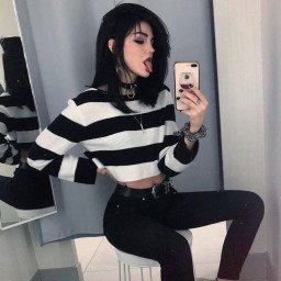 Photo by Ruinedcarpet with the username @Ruinedcarpet,  April 11, 2021 at 9:37 AM. The post is about the topic RC's Mirror Selfies and the text says '#Hot #Young #Dark #Grunge #Posser #Bitch #DarkHair #Beauty #DarkGirl #Pale #MirrorSelfie #ChangingRoom #Makeup #Brunette #GfMaterial #PaleGirl #DressingRoom #Piercing #Lipstick #Eyeliner #Amateur #Pierced #Slim #Jeans #Thin #Choker #PiercedGirl'