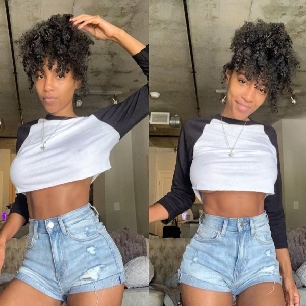 Photo by Ruinedcarpet with the username @Ruinedcarpet,  April 20, 2022 at 7:28 AM. The post is about the topic Black Beauties and the text says '#Hot #Cute #Amateur #BlackGirl #Babe #Beauty #Hottie #GfMaterial #Shorts #Jeans #Model #AfroHair #Ebony #Young #Slim #Natural #Cutie #BlackWoman #AfroHaired #Modeling #Possing #Photoshoot #Photography #Cuteness #Homemade'