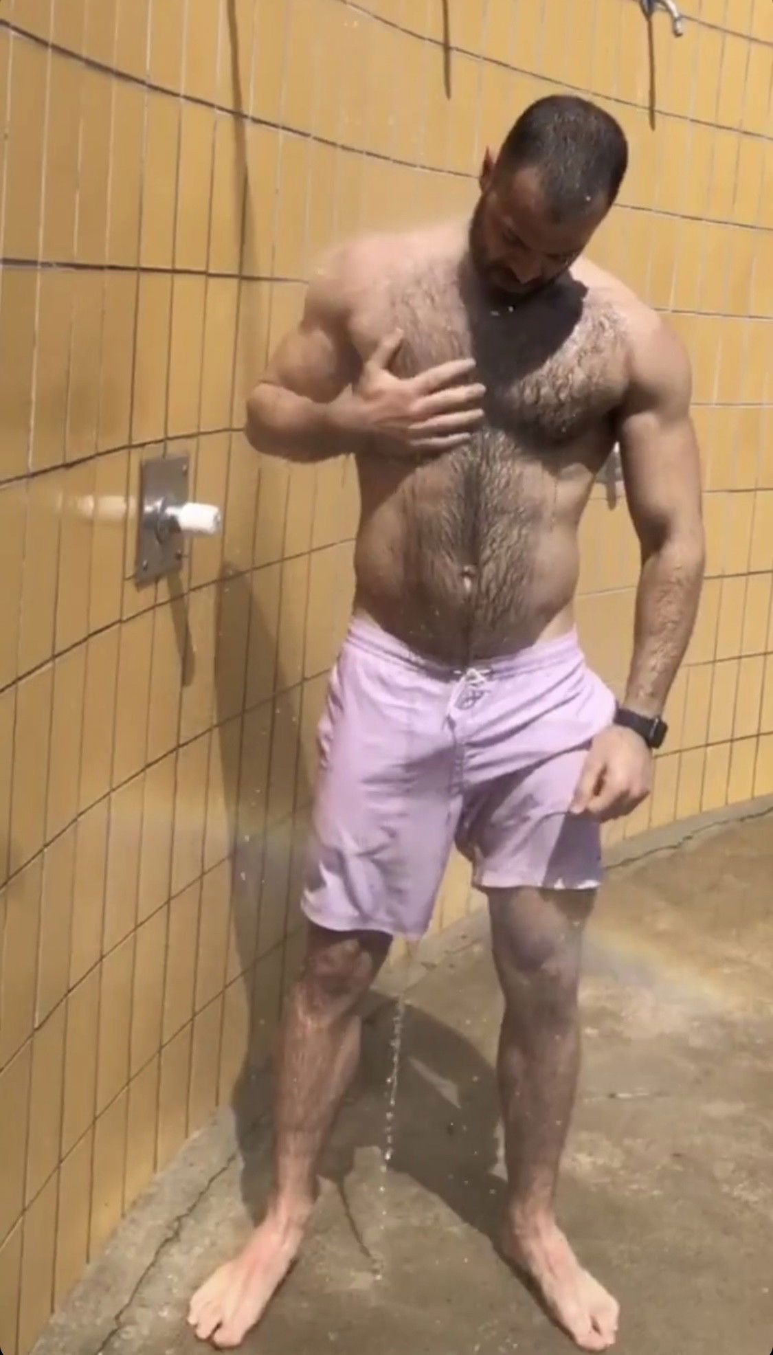 Photo by R__gay with the username @Rgay,  June 2, 2019 at 5:18 PM. The post is about the topic Gay Hairy Men and the text says 'Just drop them shorts #hot #gay #german'