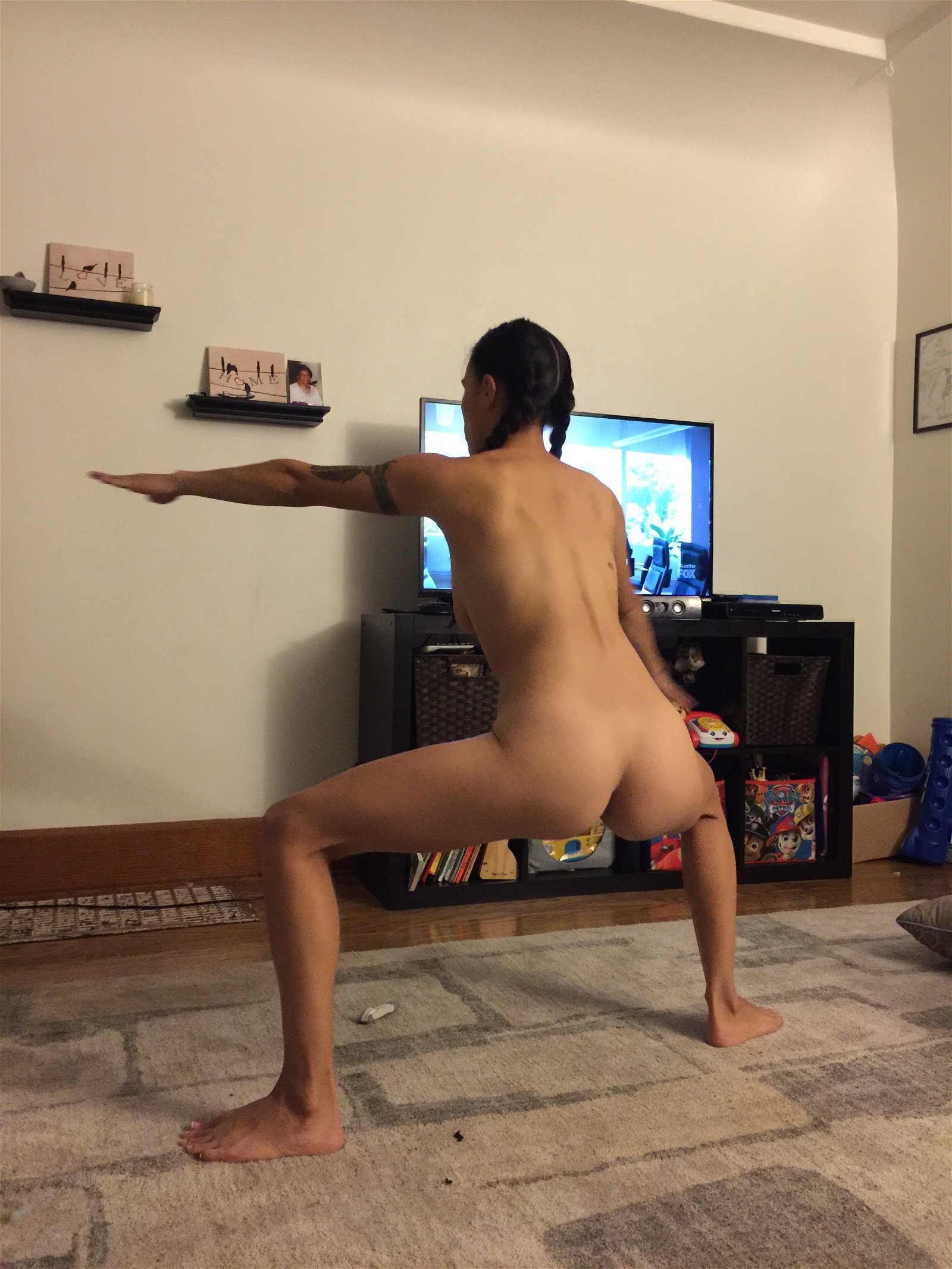 Photo by Golfwife12 with the username @Golfwife12,  April 19, 2019 at 10:00 AM. The post is about the topic Nude Fitness and the text says '#yoga #nakedyoga #nude #nudeyoga'