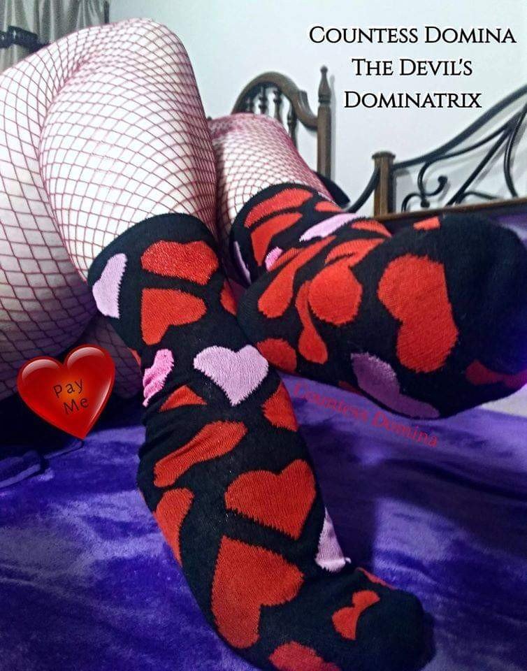 Photo by CountessDomina666 with the username @CountessDomina666,  February 12, 2020 at 8:26 PM. The post is about the topic Pussy and the text says '~ Countess Domina ~
The Devil's Dominatrix

😈💋😈💋😈
I have tons of devious content that's not safe for social media. I require Gifts of Worship to prove that you're not a time waster. Valentine's Day socks are all fun and games but as soon as you prove..'