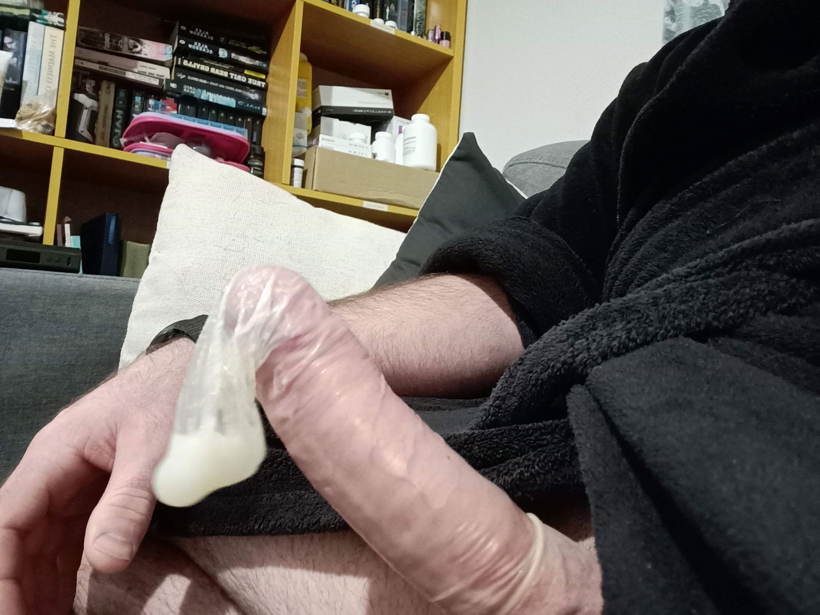 Album by Sarahaandsteven with the username @Sarahaandsteven,  October 16, 2022 at 3:01 AM. The post is about the topic condom and the text says 'just adding my load!'