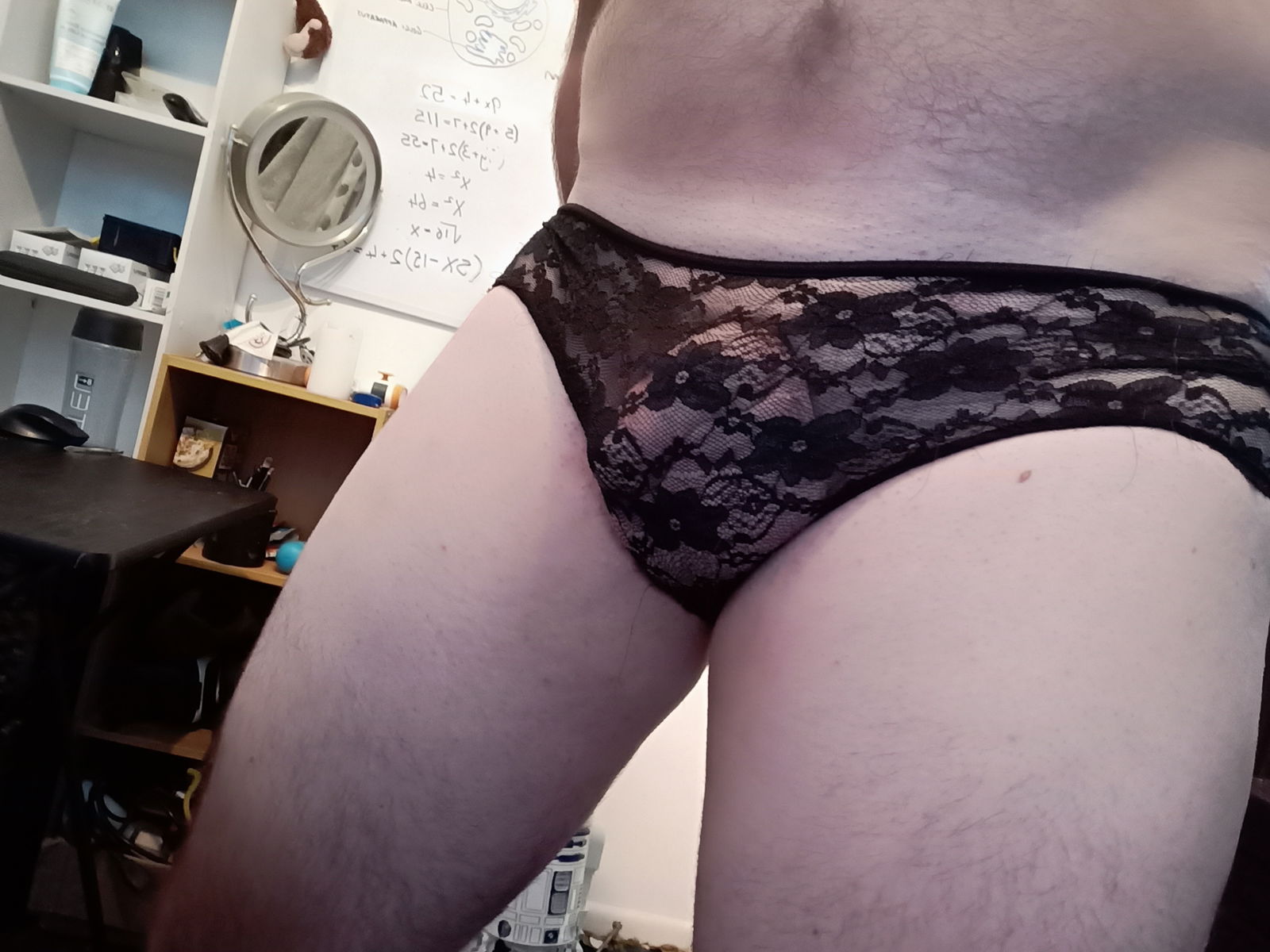 Album by Sarahaandsteven with the username @Sarahaandsteven,  December 23, 2020 at 5:18 AM and the text says 'so sarah made me smooth again, and pulled out my collection of panties. anyone have a favourite pair?'