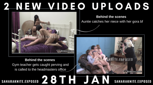 Photo by saharaknite with the username @saharaknite, who is a star user,  January 27, 2021 at 2:53 PM and the text says '2 new hot behind the scene videos uploads to XXX site'