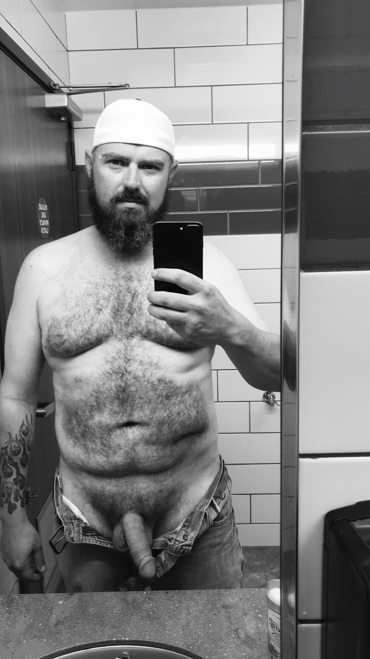 Photo by DaddyandBabygirl with the username @DaddyandBabygirl, who is a verified user,  May 4, 2019 at 12:43 AM. The post is about the topic Show your DICK and the text says 'She likes shower pics from the road. #trucker #selfie #showerselfie #cock #tattoo'