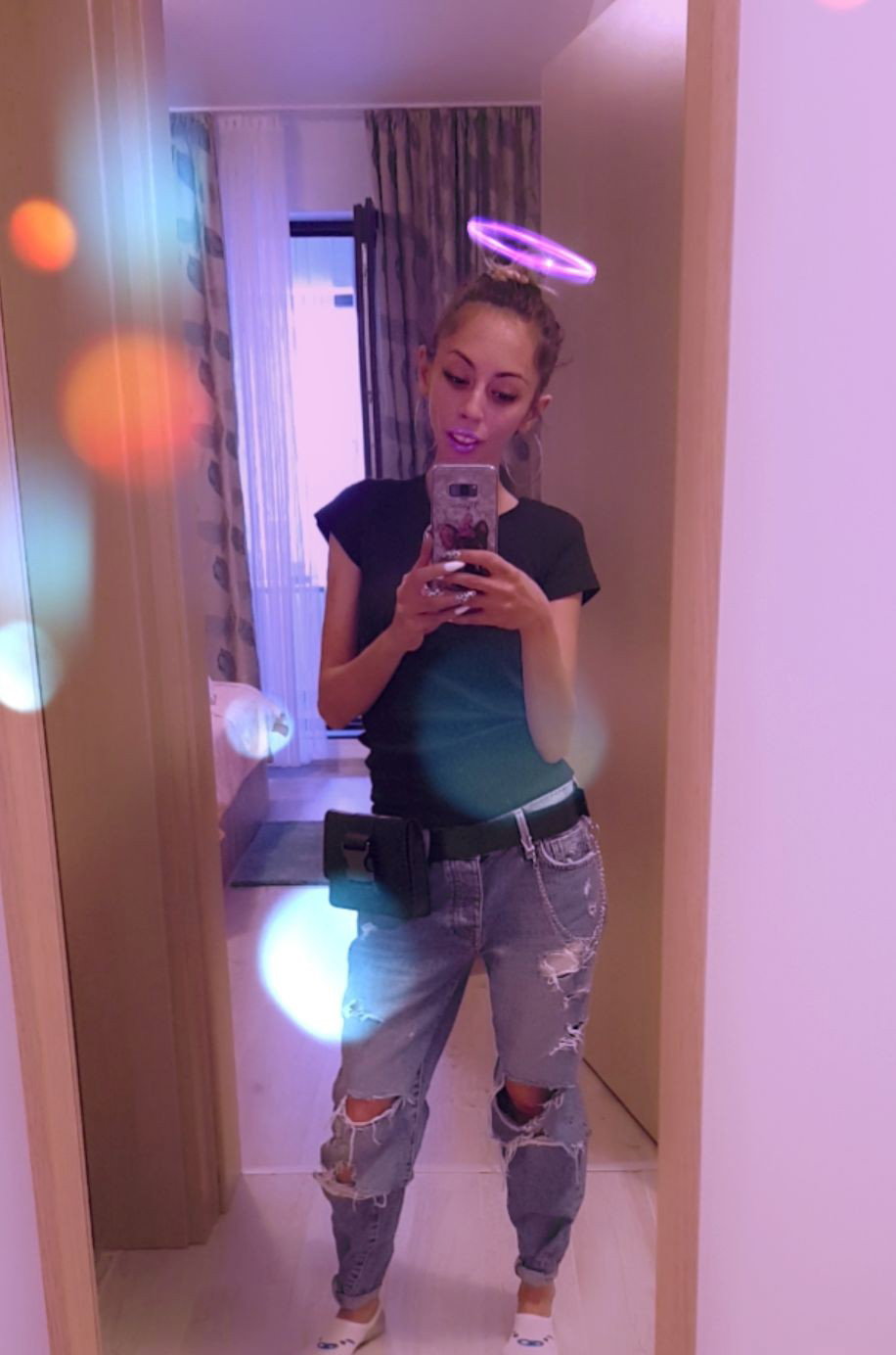 Photo by CandieCross with the username @CandieCross, who is a star user,  April 20, 2019 at 8:05 AM. The post is about the topic Teen and the text says 'I am not an angel but i try to don't break your dick 😈🙈❤ #devilgirl #jeans #sexy'