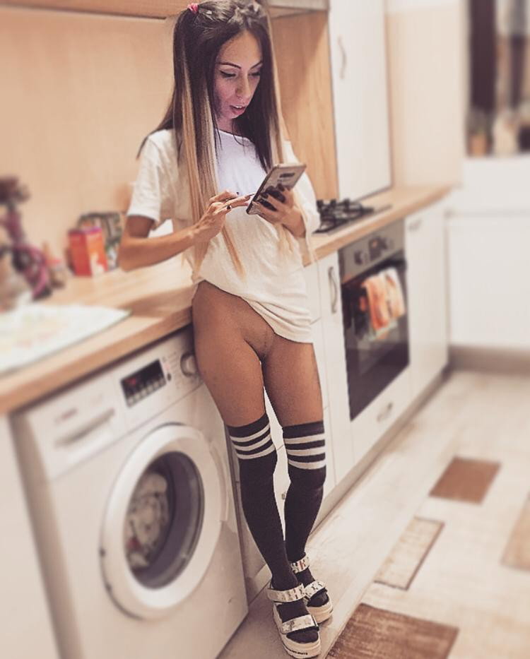 Photo by CandieCross with the username @CandieCross, who is a star user,  November 21, 2019 at 7:00 PM. The post is about the topic Teen and the text says 'I am at Kitchen ❤ Do you wanna eat something ?? 🔞❤ #sexy #fuckeverywhere #eatme'