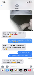 Photo by Cmitch1436969 with the username @Cmitch1436969,  June 27, 2019 at 1:53 PM. The post is about the topic Hotwife and the text says 'Let’s just say I didn’t sleep much last night after receiving these texts.  Kyle is the 23 yo college guy she regularly fucks'