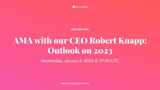 Photo by Flame Token with the username @FlameToken, who is a brand user,  January 4, 2023 at 3:57 PM. The post is about the topic FlameToken and the text says 'Join our first Discord AMA:
https://discord.gg/sharesome

Join us Wednesday, 4th January, 2023 @ 19:00 UTC for the 2023 kickoff AMA with Robert Knapp @RalfKappe (Founder & CEO of Flame Token/Sharesome)'