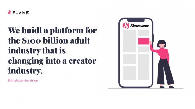 Photo by Flame Token with the username @FlameToken, who is a brand user,  December 11, 2021 at 5:36 PM. The post is about the topic Flame Ambassador and the text says '@Sharesome is the social discovery platform for the creator-driven economy. It's the only social media platform that does not discriminate against adult content, creators, and brands. 

More about our vision: https://flametoken.io/vision/

#Crypto..'