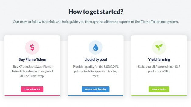 Photo by Flame Token with the username @FlameToken, who is a brand user,  December 9, 2021 at 11:03 AM. The post is about the topic FlameToken and the text says 'We added some step-by-step guides to our homepage:

How to buy Flame Token: https://flametoken.io/buy
How to farm Flame Token: https://flametoken.io/how-to-farm/
How to add liquidity to SushiSwap: https://flametoken.io/how-to-add-liquidity/

#Crypto #XFL..'