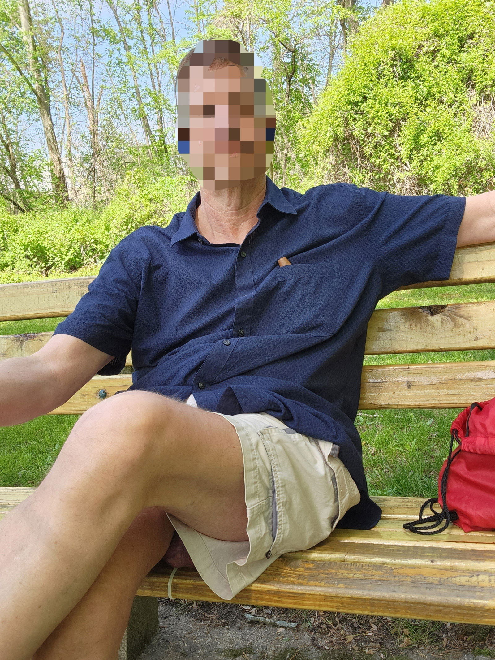 Photo by RustyLawrence. with the username @RustyLawrence,  May 8, 2023 at 5:17 PM. The post is about the topic In Broad Daylight and the text says 'secured to the park bench'