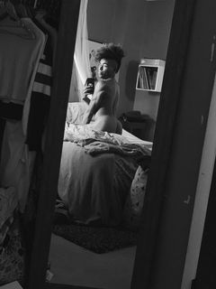 Album by CelesteTheeGoddess with the username @CelesteTheeGoddess,  July 5, 2019 at 2:30 PM. The post is about the topic Trans and the text says 'We can make it black and white or paint in full color. Use your hands and paint on my body 😉 #amateurs #trans #asshots #nudes'