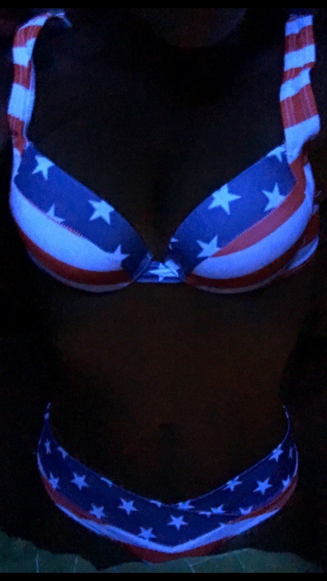 Photo by eddieslildarlin with the username @eddieslildarlin, who is a verified user,  July 14, 2019 at 5:18 PM. The post is about the topic Eld’slilslutt and the text says '#Me #RedWhiteBlue #Blacklightfun #Ownedby @AtongueforAnnie'