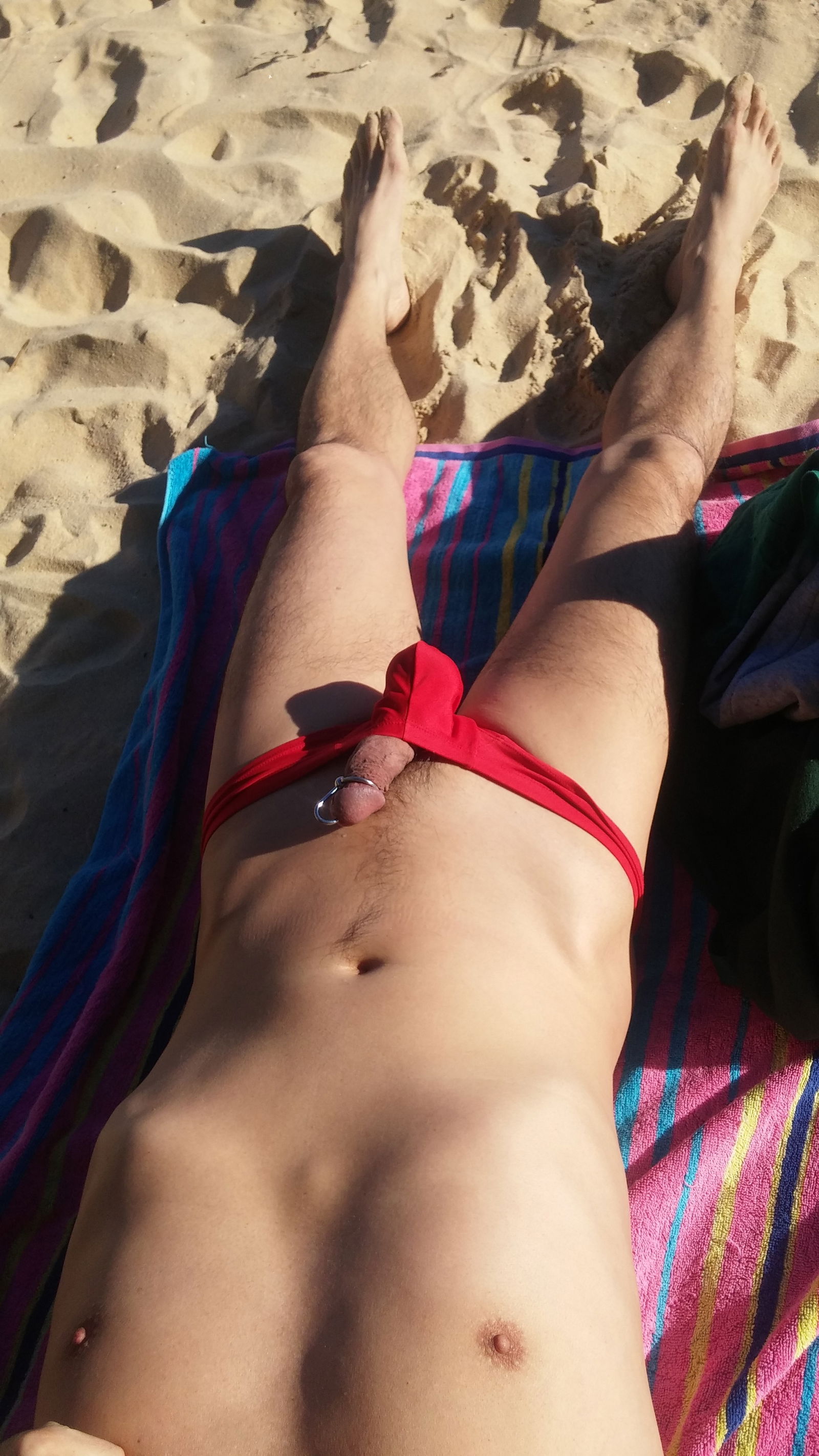 Album by secretnudie with the username @secretnudie,  August 4, 2019 at 4:08 AM. The post is about the topic Secret nudie - My naughty pics and the text says 'More of my cock showing.
Walking to the beach, then showing off on the beach.
One is a see thru Speedos, last one covering my boner :)

#nude beach #erection'