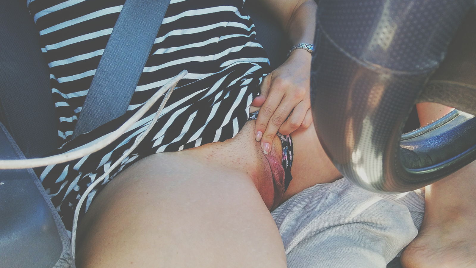 Photo by Foolishlittlegurl with the username @Foolishlittlegurl,  August 8, 2019 at 4:21 PM. The post is about the topic Babygirl and the text says 'Sitting in the parking lot at work rubbing my kitty because it throbs so much!!!! #me'