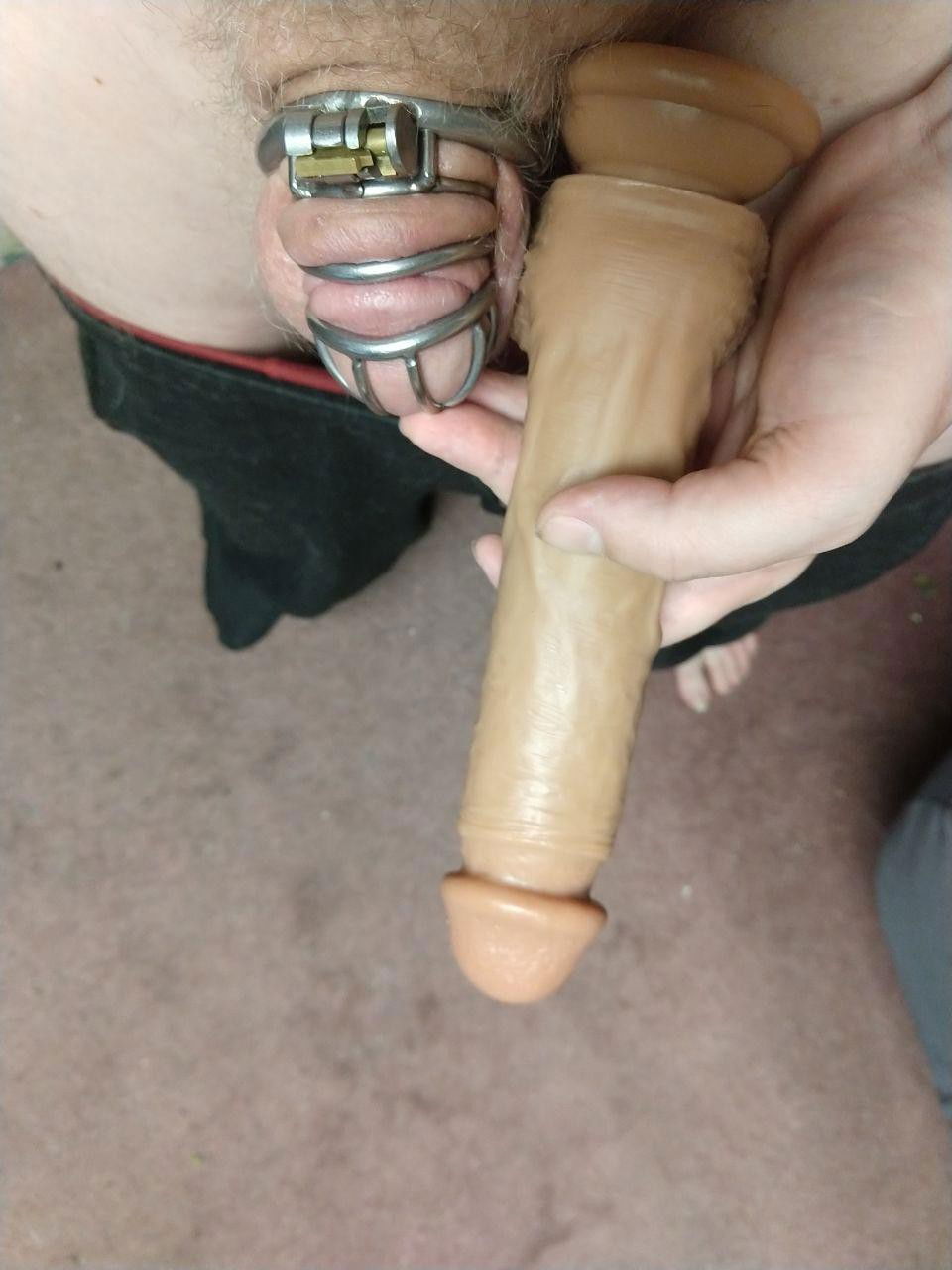 Photo by cdroxxy with the username @cdroxxy,  August 10, 2019 at 8:54 PM. The post is about the topic SPH Small Penis Humiliation and the text says '1/3 the size of this toy'
