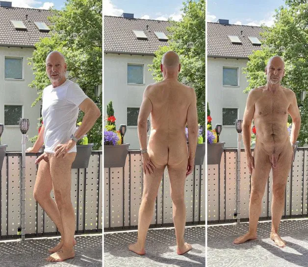 Photo by Softballwalker with the username @Softballwalker, who is a verified user,  June 16, 2024 at 4:41 PM. The post is about the topic Gay Exhibitionists and the text says 'hans juergen kunze naked on his balcony with a view from the neighbors'