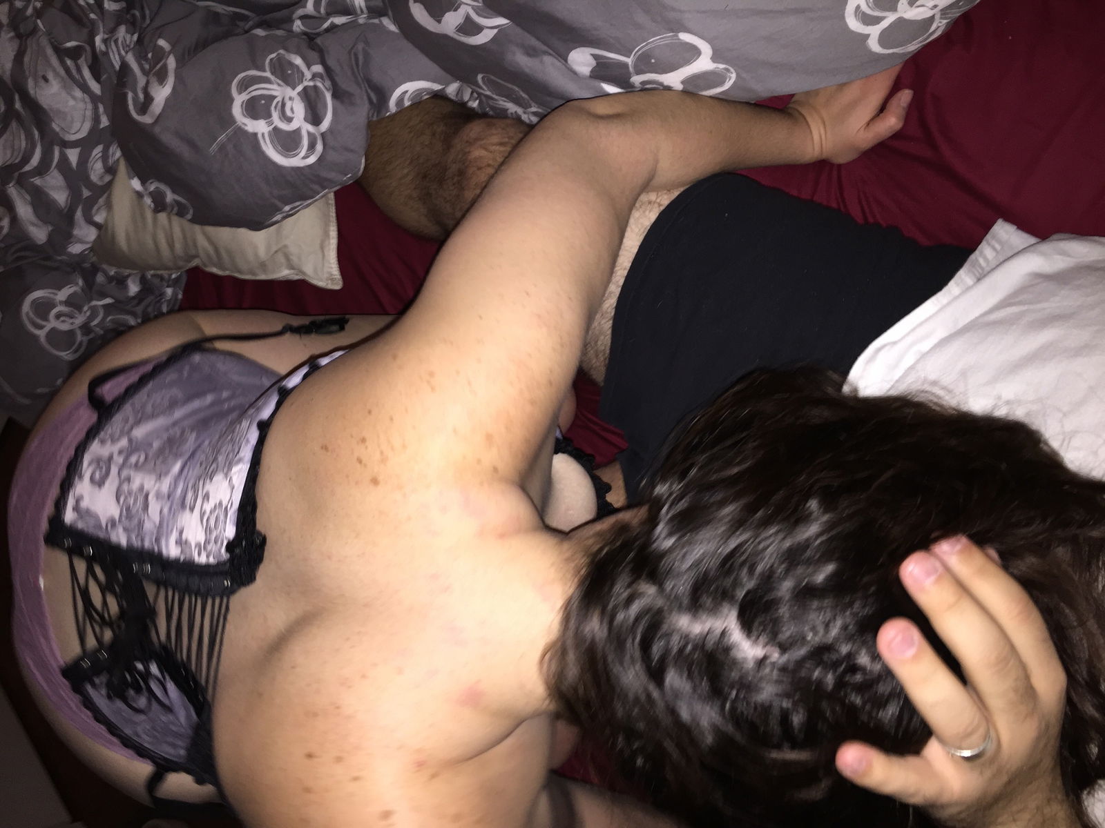 Photo by TMCTFIWU with the username @TMCTFIWU,  August 3, 2019 at 3:30 PM. The post is about the topic Slut Wifes and the text says 'Always a fun “position” to have with a cock buried in her mouth and at the back of her throat. It is always a tough question as to whether i want to cum in her mouth to swallow every last drop or pull her hair back and cover her face so that I can enjoy..'