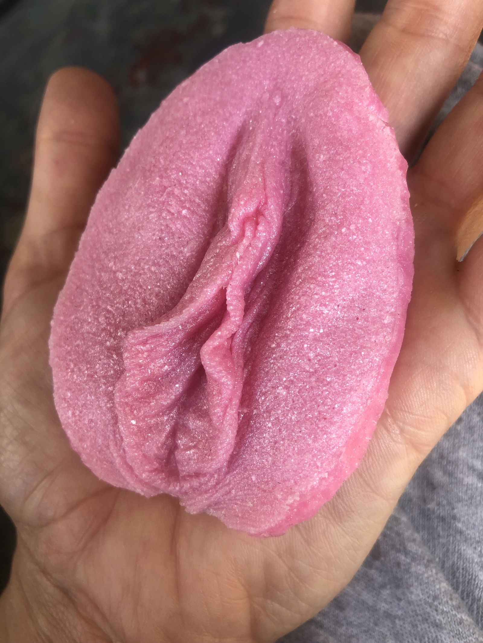 Album by PolyAnnieStudios with the username @PolyAnnieStudios, who is a star user,  August 17, 2024 at 1:24 PM. The post is about the topic erotic art and the text says 'I made a replica of my lady parts. You can buy it &amp; this image printed. DM if interested. 💖'