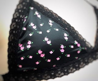 Album by Guyofpland with the username @Guyofpland,  August 9, 2019 at 3:40 PM. The post is about the topic Panty Bulge and the text says 'Black with pink flowers satin and lace bralette and panty set'